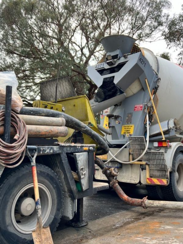 Concrete Pump Hire ballarat installing a new concrete slabs using a line pump